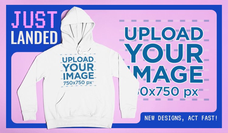 Mockup of a Pullover Hoodie Featuring an Ad With an 8-Bit-Styled Font