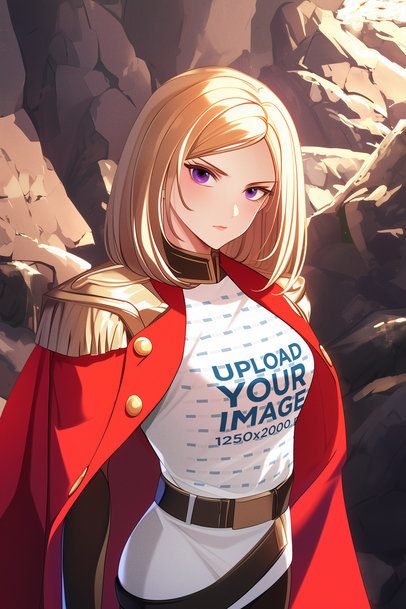 Anime Show-Inspired Mockup Featuring an AI-Created Woman Graphic in a T-Shirt