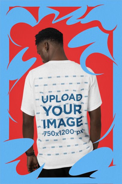 Back-View Mockup Featuring a Man in a Round-Neck Tee Featuring a Frame Graphic