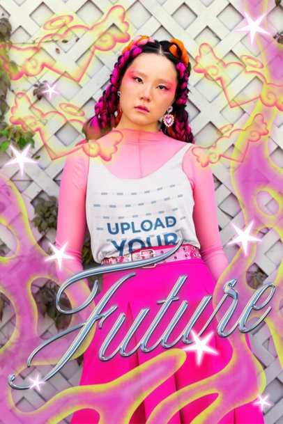 Bella Canvas Tank Top Mockup Featuring a Woman and Y2K-Themed Illustrations 7252