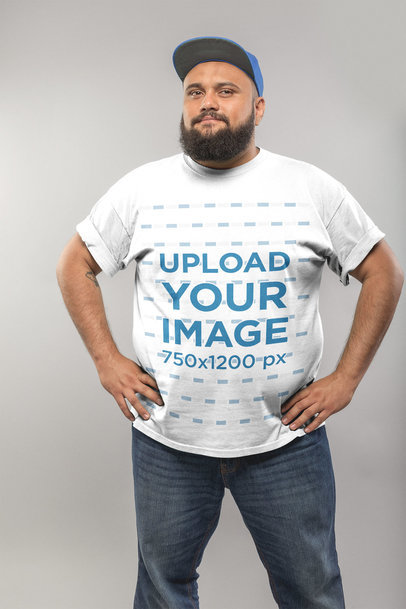Mockup of a Man Wearing a Plus Size T-Shirt