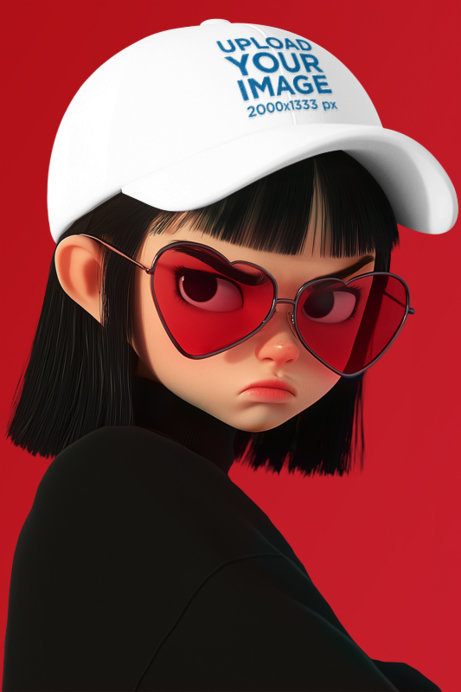 Dad Hat Mockup of an AI-Generated Mad Woman 3D Character in a Studio