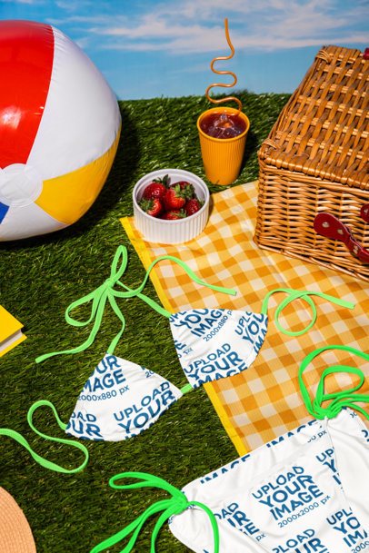 Bikini Mockup Featuring a Summer Picnic-Themed Setting