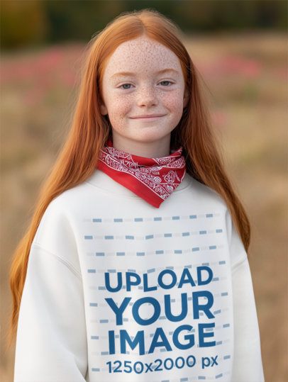 Sweatshirt Mockup of an AI-Generated Smiling Girl With Freckles m56046