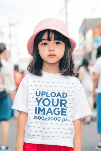T-Shirt Mockup of an AI-Generated Little Girl Standing in the Street