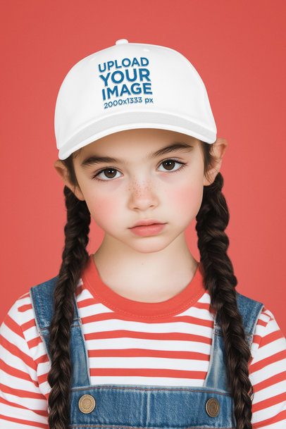 Mockup of an AI-Generated Girl With Braids Wearing a Dad Hat in a Studio m56034