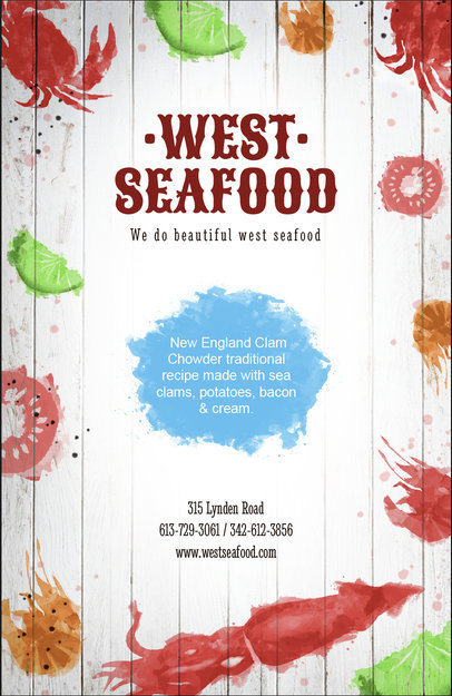 Flyer Maker for Seafood Restaurants with Watercolor Graphics