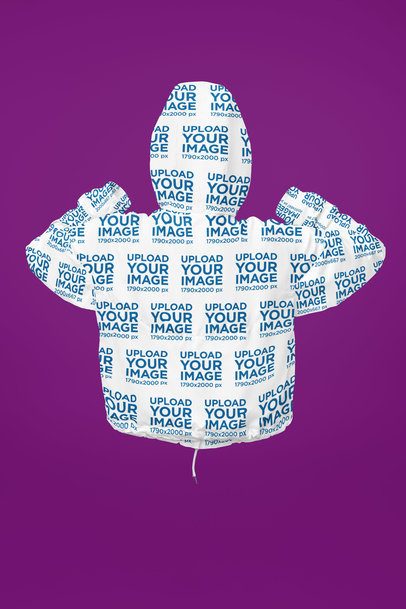 Mockup of a Ghost Model Posing Backwards While Wearing a Windbreaker Jacket in a Studio m55992