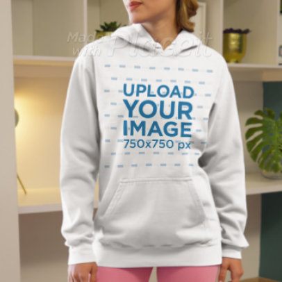 Comfort Colors Video Featuring a Smiling Cropped-Face Woman Wearing a Hoodie in a Homemade Feel Setting 9109v