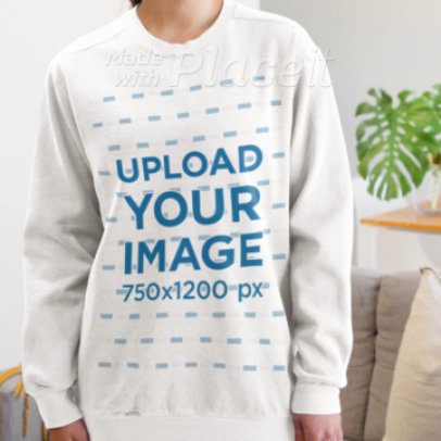 Comfort Colors Sweatshirt of a Woman Standing in a Cozy and Homemade Feel Aesthetic