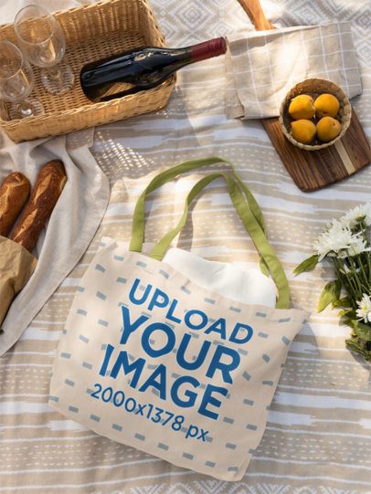 Econscious Mockup Featuring a Tote Bag Placed in a Nice Picnic Setting m56502