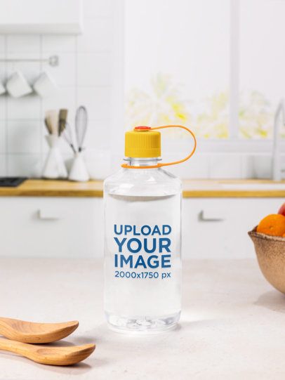 Nalgene Mockup Featuring a Water Bottle Placed on a Kitchen Table m55039