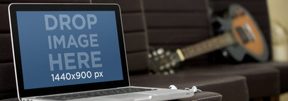 Laptop Mockup of a Macbook Pro at a Music Studio