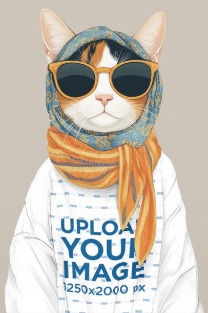 Sweatshirt Mockup of an AI-Generated Calico Cat Graphic With a Stylish Look