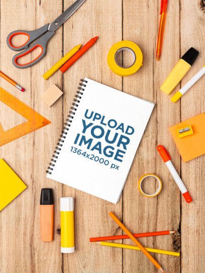 Mockup Featuring a Spiral Notebook Surrounded by School Stuff m56731