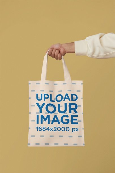 Mockup of an AI-Generated Person Carrying a Tote Bag Against a Colorful Background