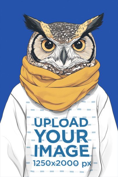 Sweatshirt Mockup of an AI-Generated Owl Illustration Posing in a Studio m56107