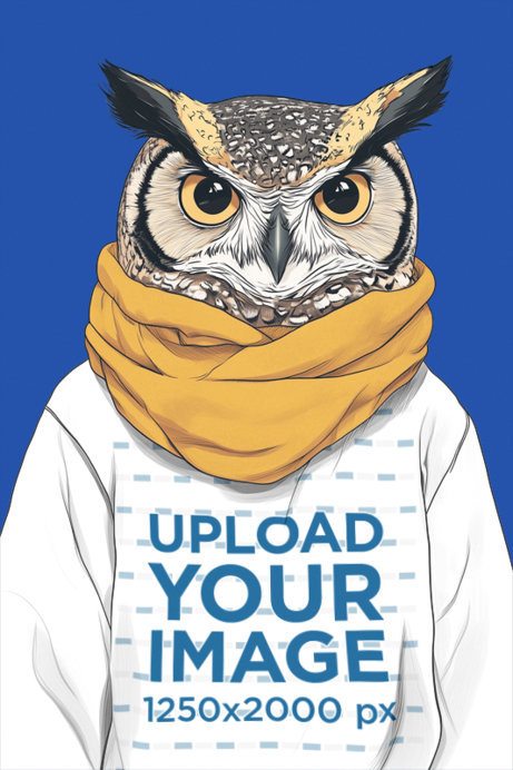 Sweatshirt Mockup of an AI-Generated Owl Illustration Posing in a Studio