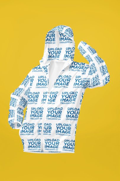 Mockup Featuring a Ghost Model Posing With a Windbreaker Jacket in a Studio m55997