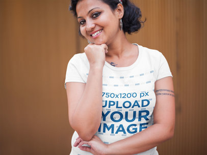 Mockup of a Pretty Woman with Tattoos Wearing a T-Shirt