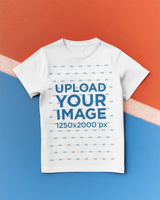 AI-Created Mockup Featuring a Round-Neck Tee Lying on a Sports Court Floor