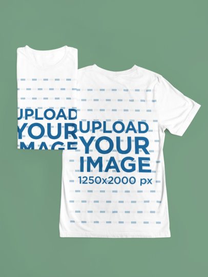 Bella Canvas Mockup of Two Round-Neck T-Shirts Lying on a Customizable Surface