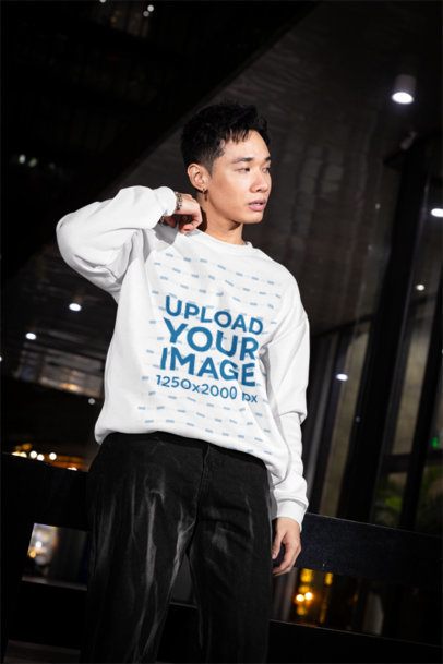 Sweatshirt Mockup Featuring a Man With a Serious Expression Walking on the Street m54202