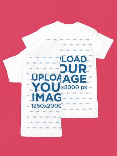 Gildan Mockup Featuring Two Round-Neck T-Shirts Lying Over a Customizable Surface m52180