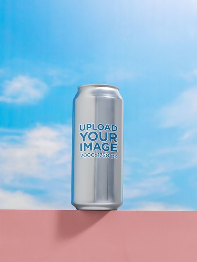 Can Mockup Featuring a Colorful Surface Against the Sky m58403