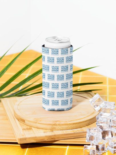 Mockup of a Koozie Place in a Refreshing and Tropical Setting