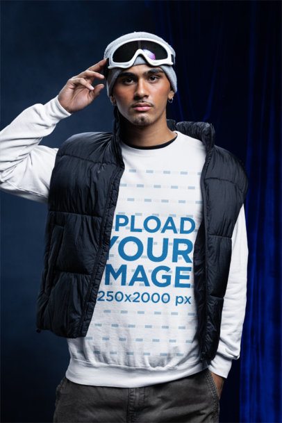 Comfort Colors 1566 Sweatshirt Mockup of a Man Wearing a Ski-Styled Outfit m59212