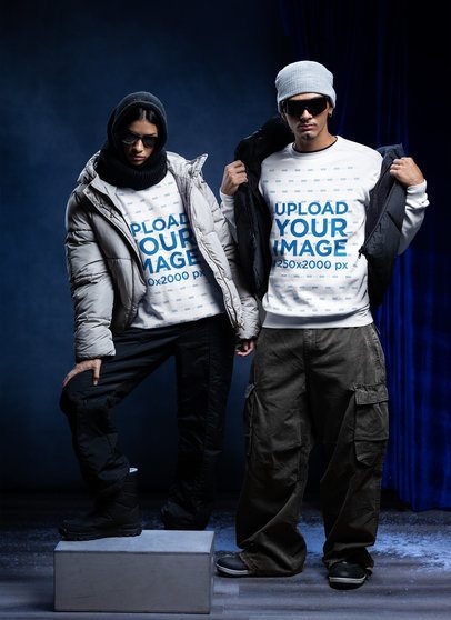 Comfort Colors 1566 Mockup of a Man and a Woman Wearing Sweatshirts and Winter Outfits m59214