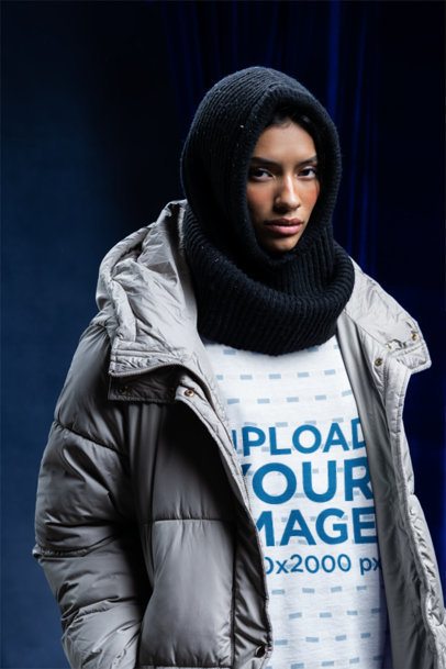 Comfort Colors 1566 Mockup of a Woman Wearing a Crewneck Sweatshirt in a Cold Scene Setting m59219