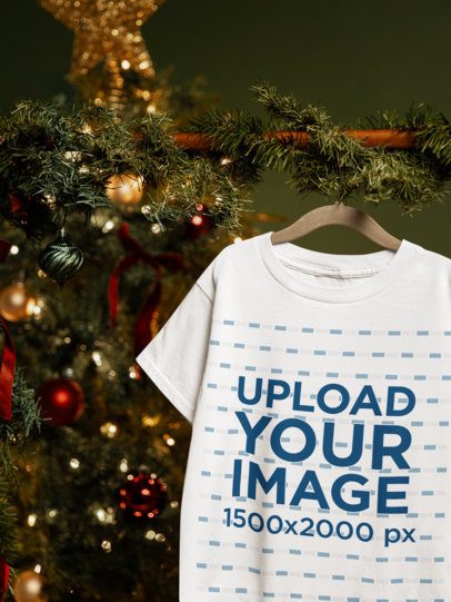 Gildan 5000B T-Shirt Mockup Featuring Christmas Decorations m59328