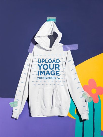 Comfort Colors 1567 Garment-Dyed Hoodie Mockup on a Purple and Yellow Mural m59086