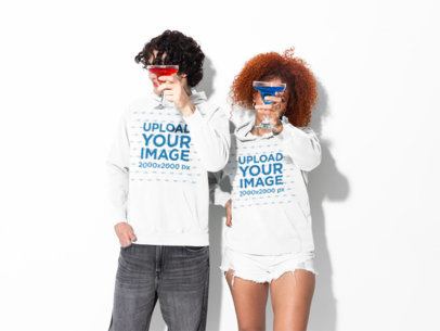 Comfort Colors 1567 Garment-Dyed Hoodie Mockups of Two Friends Toasting m59005