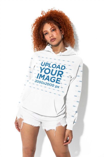 Comfort Colors 1567 Garment-Dyed Hoodie Mockup of a Woman With Curly Hair m59003