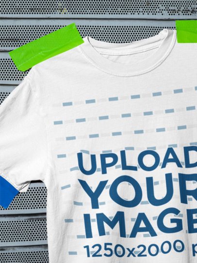 Comfort Colors 1717 T-Shirt Mockup Featuring a Metal Wall m59099