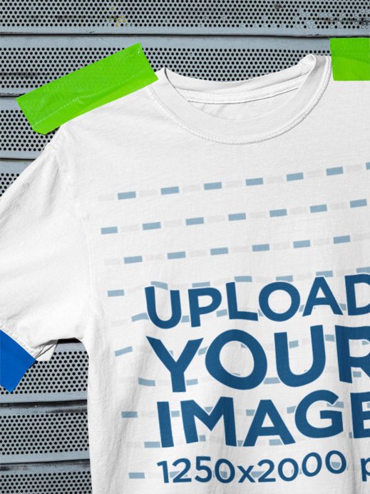 Comfort Colors 1717 T-Shirt Mockup Featuring a Metal Wall