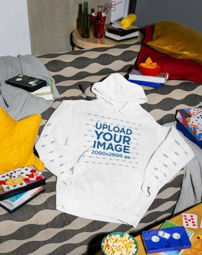 Comfort Colors 1567 Mockup of a Pullover Hoodie With Sleeves Lying on a Couch m58538