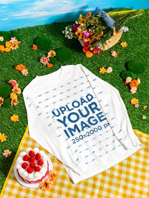 Spring Picnic Comfort Colors 6014 Long Sleeve Tee Mockup