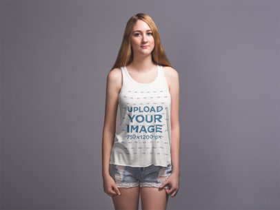 Bella Canvas Tank Top Mockup of a Blonde Woman