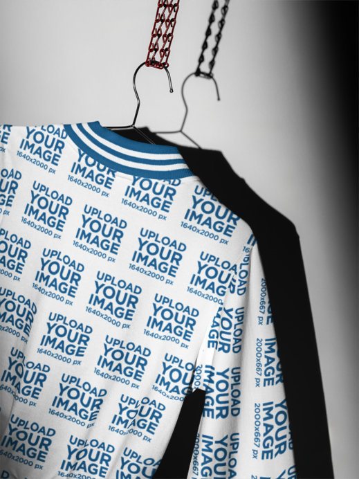 Industrial Apparel Mockup featuring a Varsity Jacket Back View with Customizable All Over Print Patterns