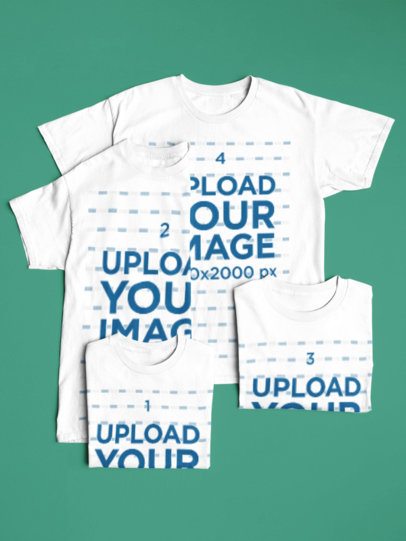 T-Shirt Stack Mockup with a Group of Flat and Folded Shirts on a Solid Color m52181