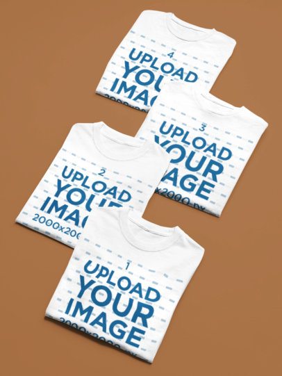 Four Folded Tees Flat Lay Mockup on a Minimal Plain Background m52201