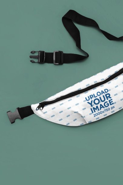 Fanny Pack Mockup of a Travel Bum Bag Laid Flat on a Customizable Background m50213