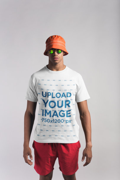 Beach Clothing Mockup of a Man Wearing a T-Shirt