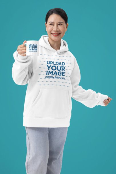 Hoodie Mockup Featuring a Smiling Mature Man Standing Against a Customizable Background