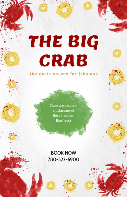 Flyer Maker for Seafood Restaurants with Crab Illustrations 392 c