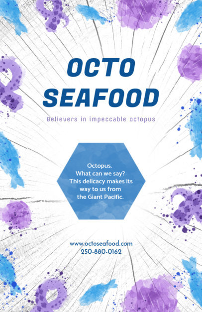 Flyer Maker for Seafood Restaurants with Octopus Illustrations